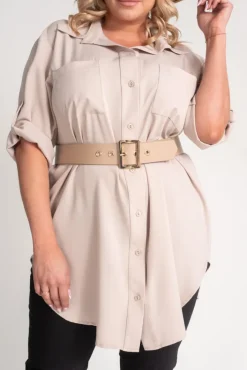 Damskie Włoski Jasnobeżowa Koszula SIRIN