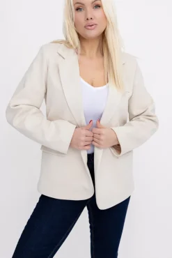 Włoski Jasnobeżowa Marynarka zamszowa SALINEA