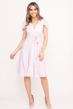 Polski Jasnobeżowa Sukienka brokatowa GENVELI