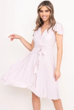 Polski Jasnobeżowa Sukienka brokatowa GENVELI