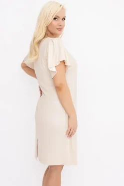 Polski Jasnobeżowa Sukienka błyszcząca DEKENA
