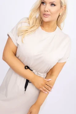 Włoski Jasnobeżowa Sukienka dresowa GALENY