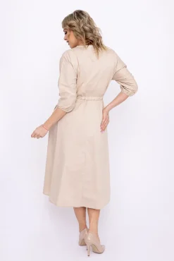 Włoski Jasnobeżowa Sukienka EGERA