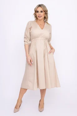 Włoski Jasnobeżowa Sukienka EGERA