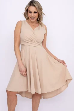 Włoski Jasnobeżowa Sukienka FORMINA