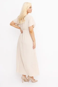 Włoski Jasnobeżowa Sukienka GRENMI