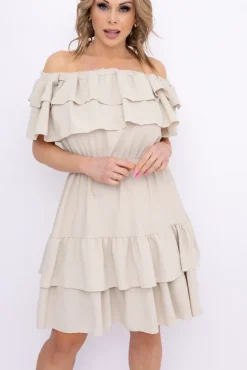 Włoski Jasnobeżowa Sukienka hiszpanka VILIENO