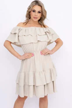 Włoski Jasnobeżowa Sukienka hiszpanka VILIENO