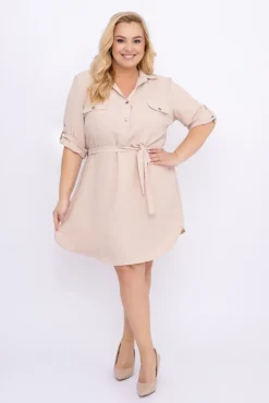 Polski Jasnobeżowa Sukienka IMALI