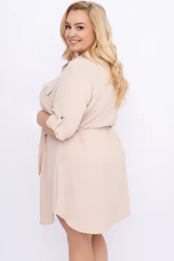 Polski Jasnobeżowa Sukienka IMALI