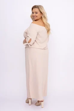 Polski Jasnobeżowa Sukienka NOBI