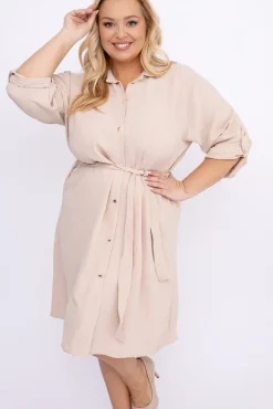 Polski Jasnobeżowa Sukienka POWER