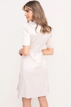 Polski Jasnobeżowa Sukienka z falbaną TEGIA