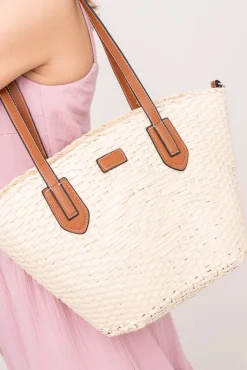 Damskie Jasnobeżowa Torebka pleciona FINDI