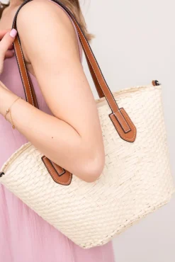 Damskie Jasnobeżowa Torebka pleciona FINDI