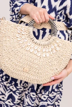 Damskie Jasnobeżowa Torebka pleciona LUSTI