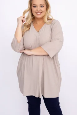 Damskie Polski Jasnobeżowa Tunika brokatowa VELIARI