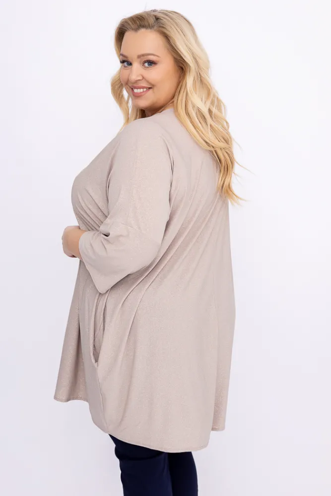 Damskie Polski Jasnobeżowa Tunika brokatowa VELIARI