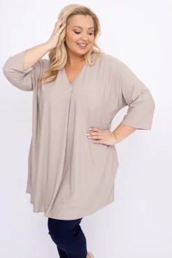 Damskie Polski Jasnobeżowa Tunika brokatowa VELIARI