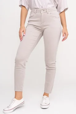 Damskie Włoski Jasnobeżowe Spodnie Jeansowe PERMENIO