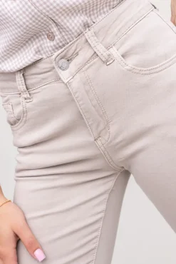 Damskie Włoski Jasnobeżowe Spodnie Jeansowe PERMENIO