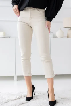 Damskie Włoski Jasnobeżowe Spodnie Jeansowe GREPI