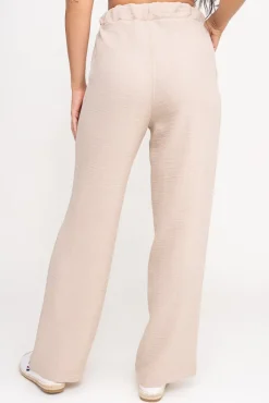 Damskie Polski Jasnobeżowe Spodnie lniane SIETTA