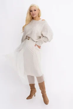 Damskie Włoski Jasno Komplet ze sweterkiem AMELIE