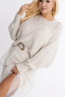 Damskie Włoski Jasno Komplet ze sweterkiem AMELIE