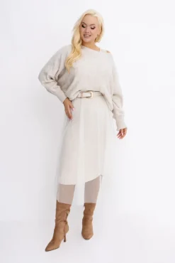 Damskie Włoski Jasno Komplet ze sweterkiem AMELIE