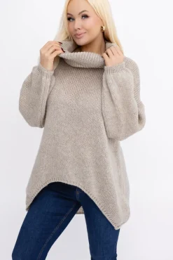 Damskie Włoski Jasno Sweter z golfem DELIO