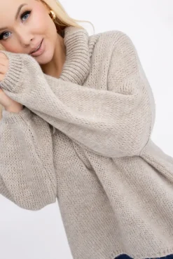 Damskie Włoski Jasno Sweter z golfem DELIO