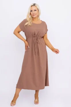 Polski Jasnobrązowa Sukienka PIRMENO