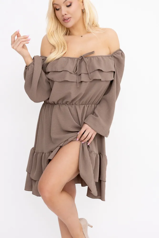 Włoski Jasnobrązowa Sukienka z falbanami KARIENTO