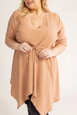 Damskie Polski Jasnobrązowa Tunika asymetryczna CLARIN