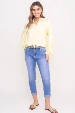 Damskie Jasnoniebieskie Spodnie jeansowe z paskiem LINDURI