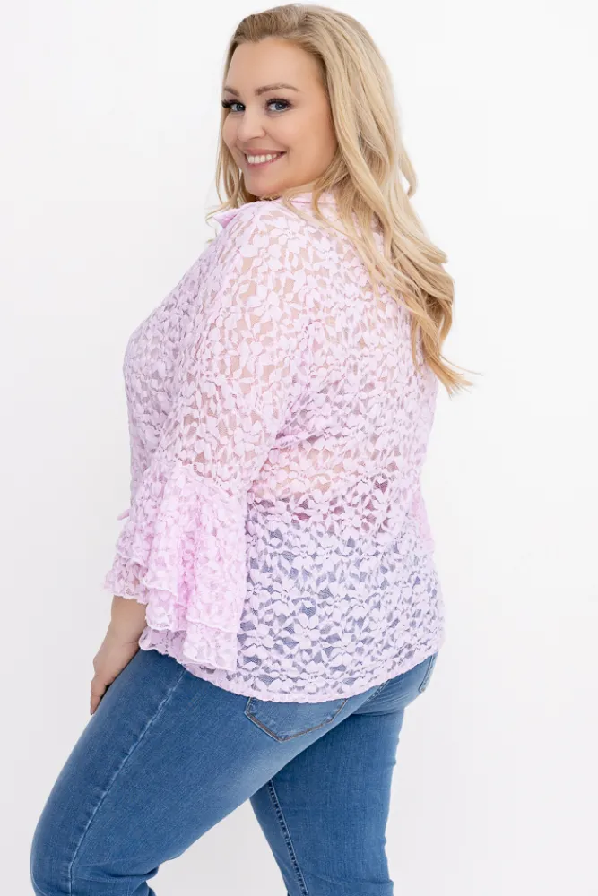 Damskie Włoski Jasnoróżowa Koszula koronkowa LEVANTE