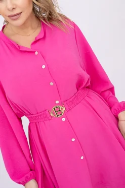 Włoski Jasnoróżowa Sukienka koszulowa z paskiem DEPERI