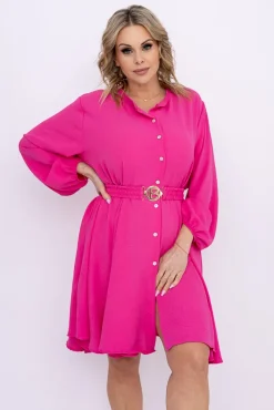 Włoski Jasnoróżowa Sukienka koszulowa z paskiem DEPERI