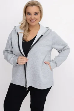 Damskie Włoski Jasnoszara Bluza z kapturem KORDIEN