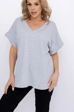 Damskie Włoski Jasnoszara Bluzka DESTIMI