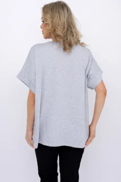 Damskie Włoski Jasnoszara Bluzka DESTIMI