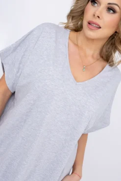 Damskie Włoski Jasnoszara Bluzka DESTIMI