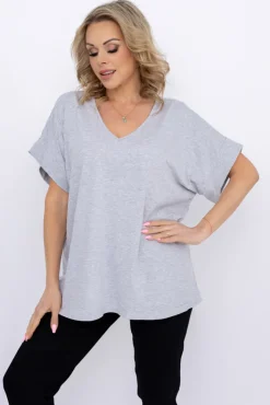 Damskie Włoski Jasnoszara Bluzka DESTIMI