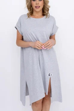 Włoski Jasnoszara Sukienka LUKRIZO