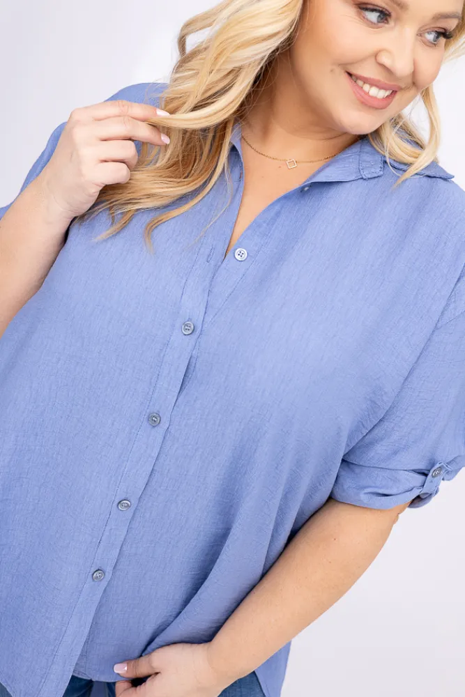 Damskie Włoski Jeanosowniebieska Koszula TERIEN