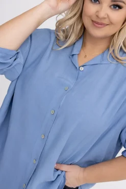 Damskie Włoski Jeansowoniebieska Koszula MILOGI