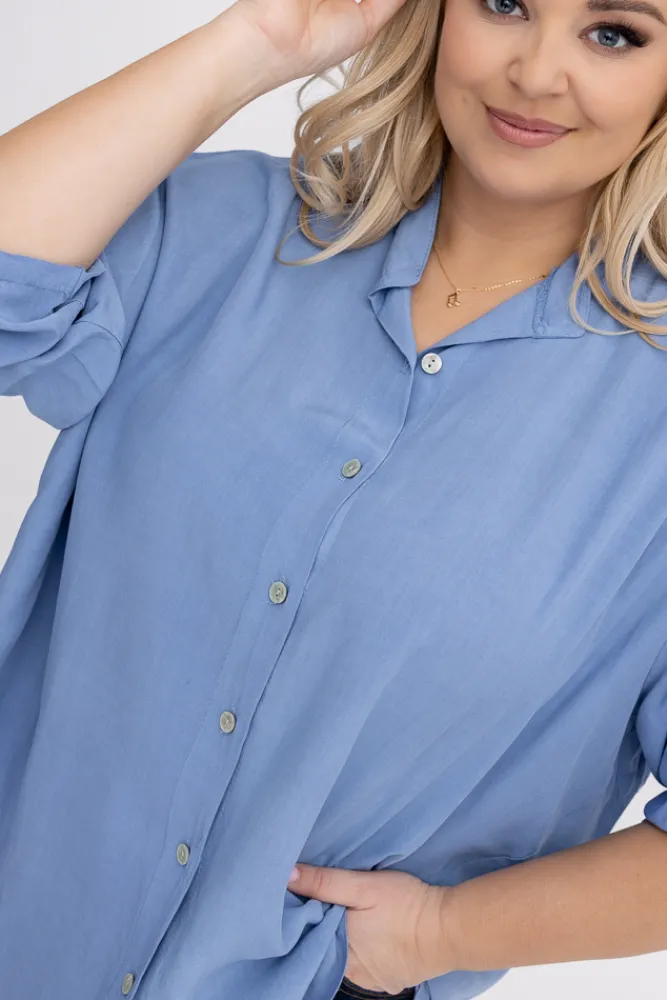 Damskie Włoski Jeansowoniebieska Koszula MILOGI