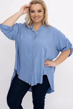 Damskie Włoski Jeansowoniebieska Koszula MILOGI