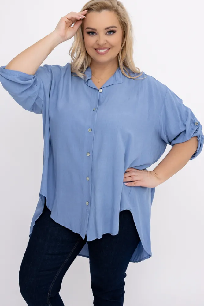 Damskie Włoski Jeansowoniebieska Koszula MILOGI